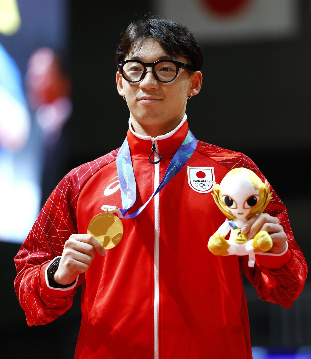 男子BMXフリースタイル・パークで金メダルを獲得した中村輪夢(共同)