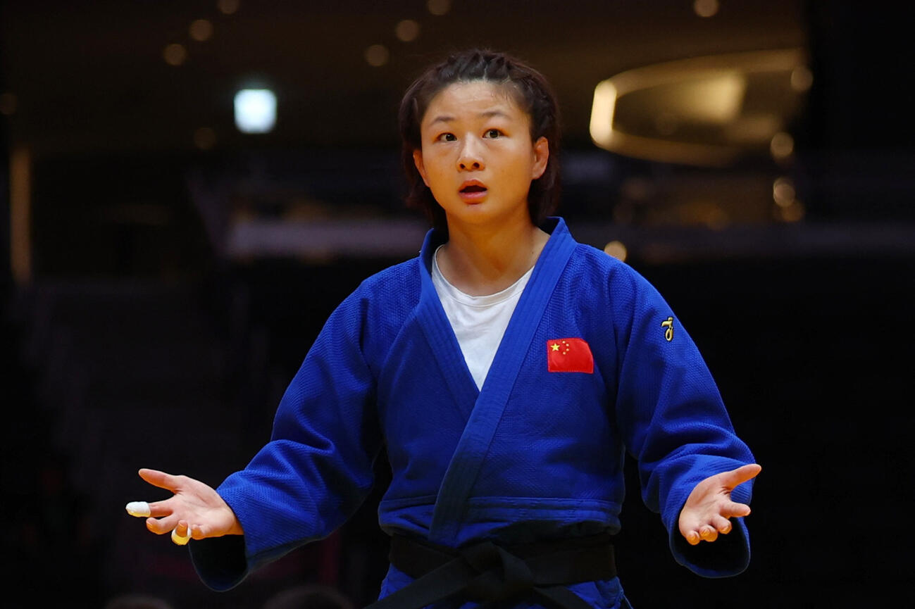 柔道女子70キロ級決勝で前田凜と戦った中国の唐婧（ロイター）＝10月1日撮影