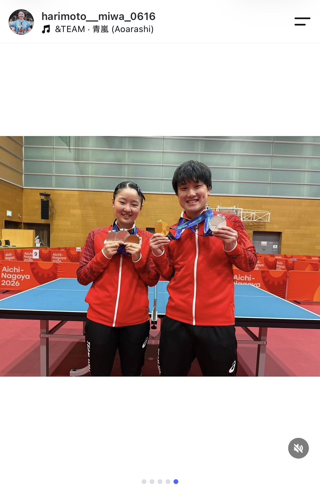 張本美和の公式インスタグラムから