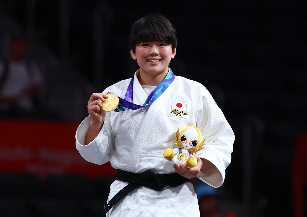 柔道女子70キロ級で金メダルを獲得した前田凜（ロイター）＝10月1日撮影