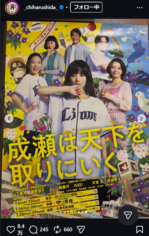 志田千陽のインスタグラムから