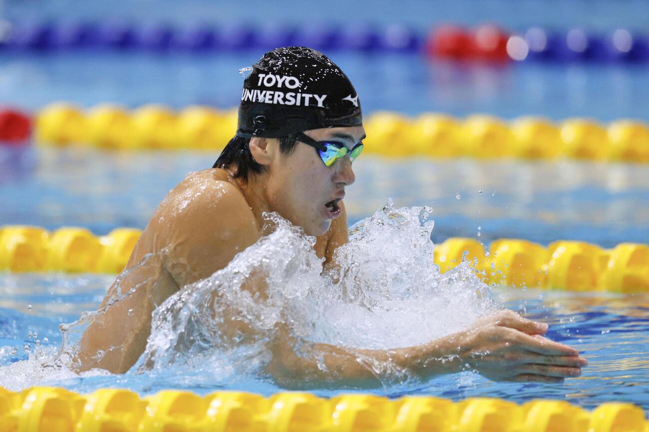 男子400メートル個人メドレーを短水路世界新の3分54秒33で制した松下知之（共同）