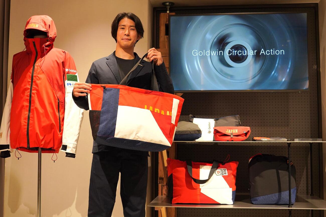 ゴールドウインのイベントに登壇したフリースタイルスキー・モーグル日本代表の堀島行真（撮影・栗林真菜）