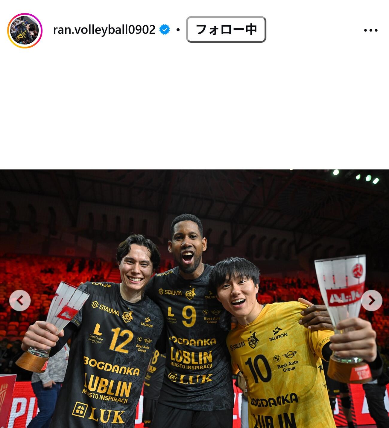 高橋藍のインスタグラムから