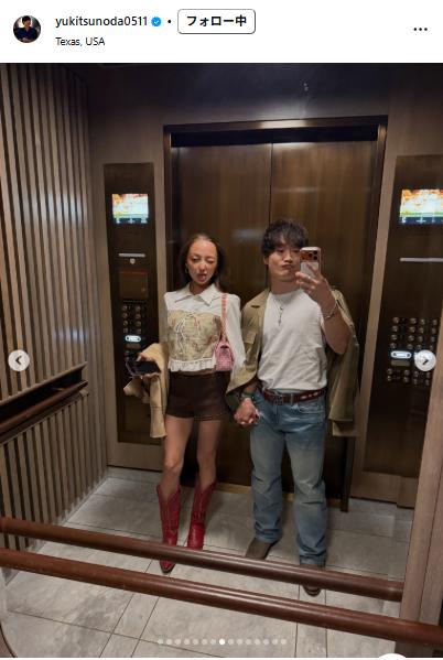 ケイナと手をつなぐ角田裕毅（角田裕毅のインスタグラムから）