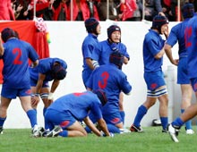 伏見工に敗れ決勝進出を逃した長崎北陽台フィフティーン（撮影・加藤哉）