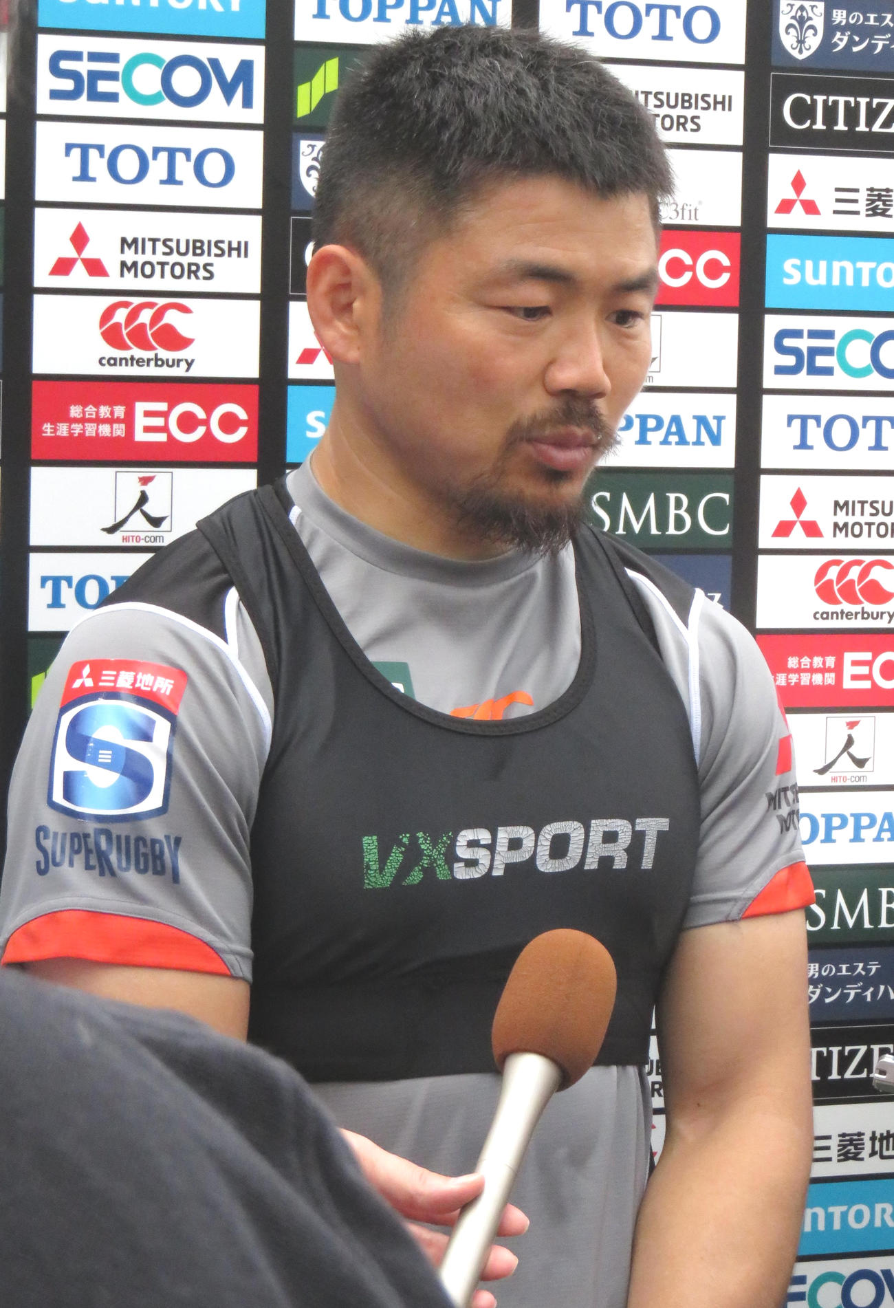 ハイランダーズ戦への意気込みを語る田中史朗（撮影・峯岸佑樹）