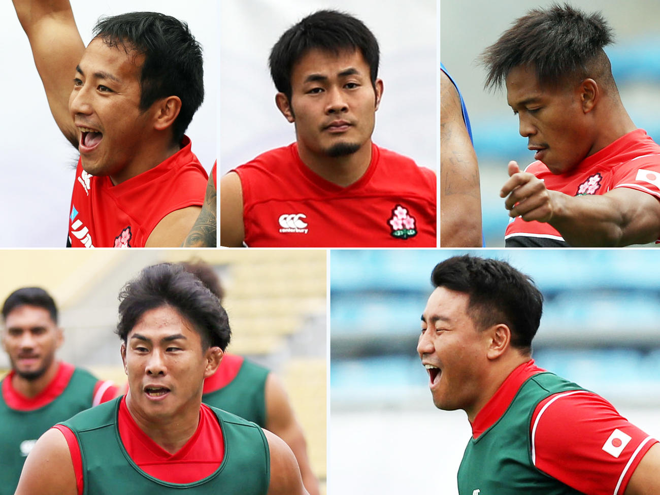 ラグビー黄金世代。上段左からSH流大、WTB福岡堅樹、WTB松島幸太朗、下段左からFL徳永祥尭、HO北出卓也