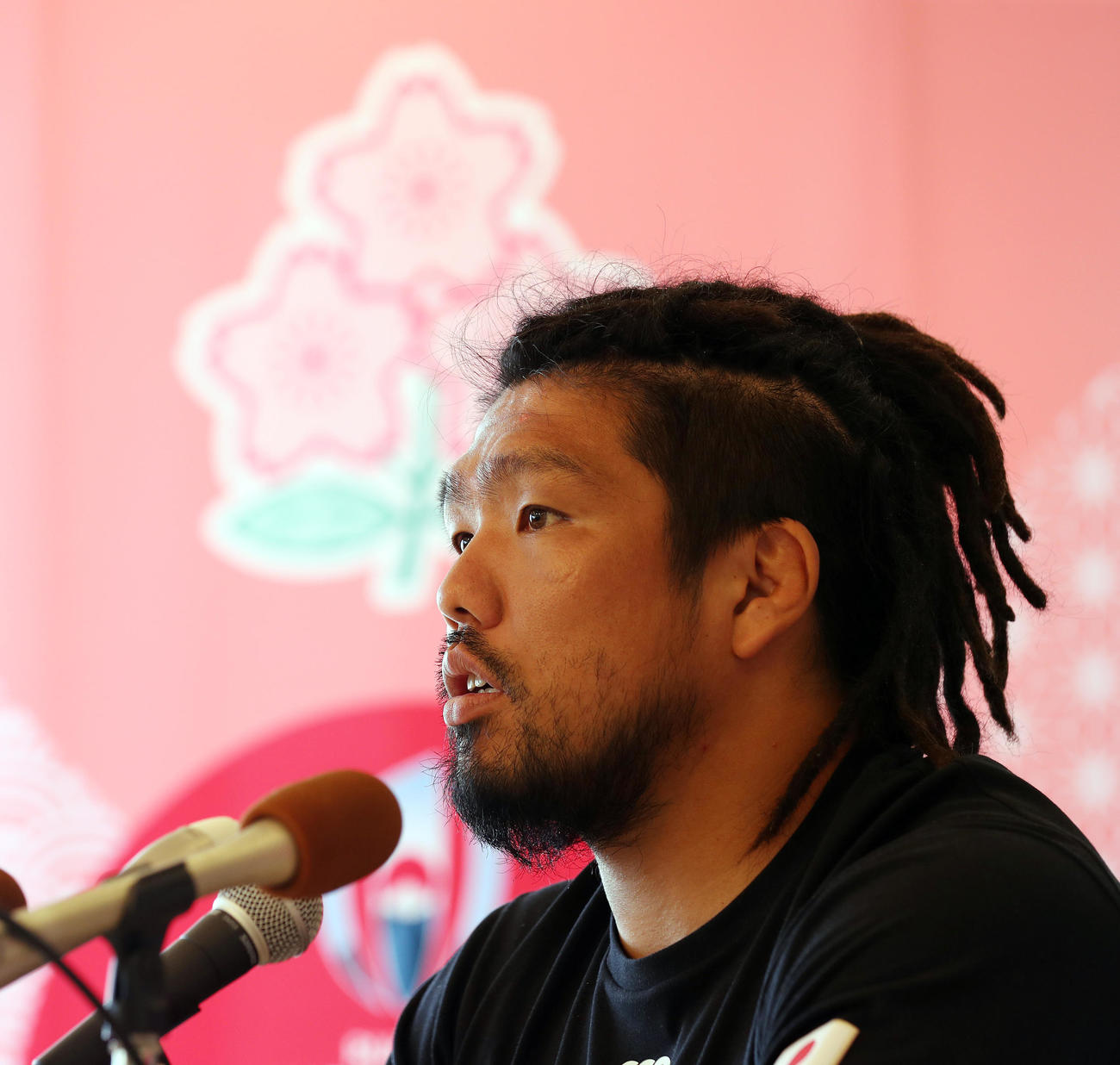 会見で話すフッカー堀江（撮影・大野祥一）