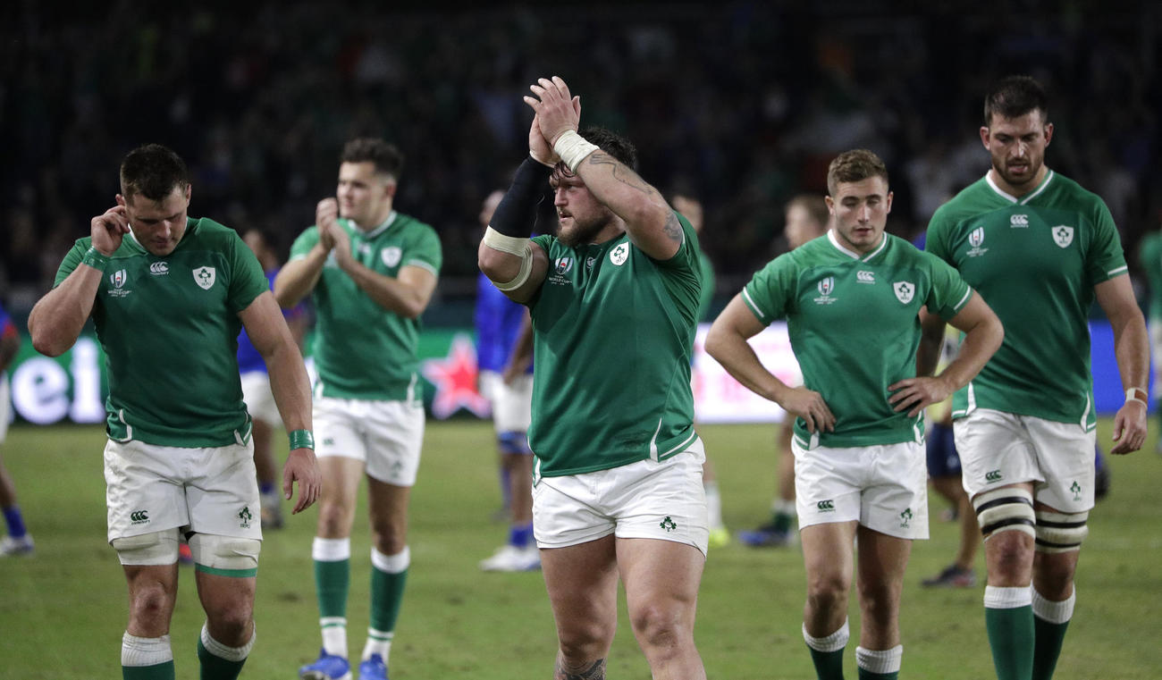 勝利を決めたアイルランドの選手たち（AP）