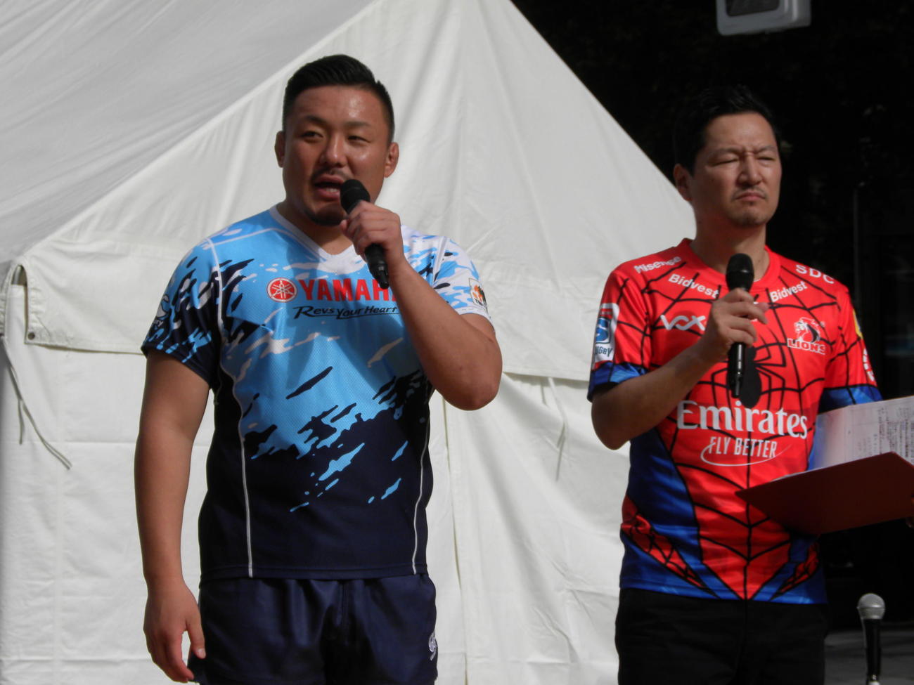 トークでイベント参加者を盛り上げたヤマハ発動機プロップ山本幸輝（撮影・松本航）