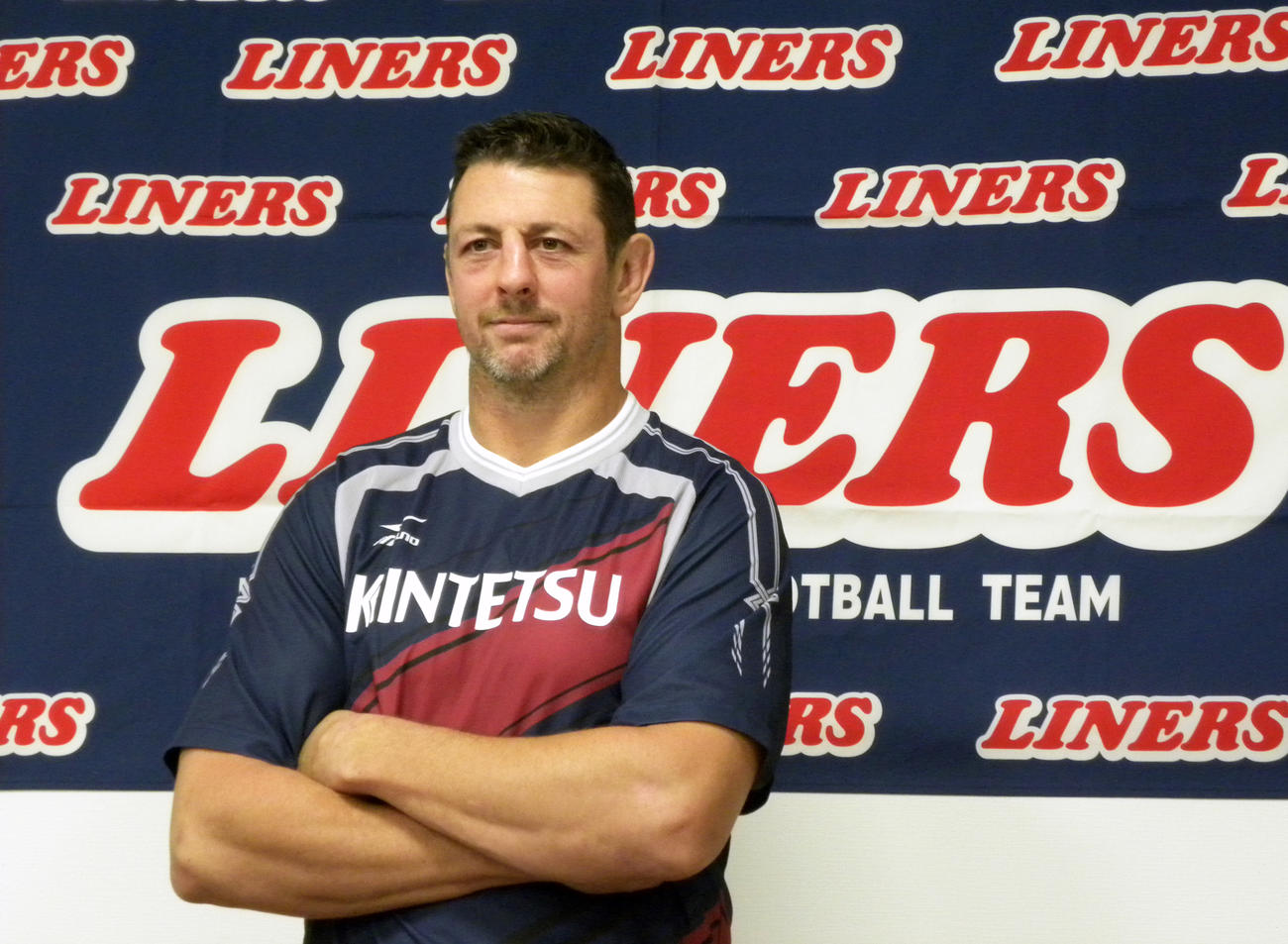 近鉄の練習に合流した日本代表ロックのトンプソン・ルーク（撮影・松本航）