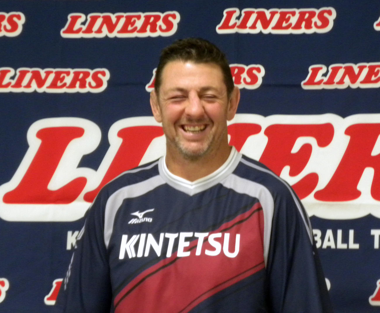 近鉄の練習に合流した日本代表ロックのトンプソン・ルーク（撮影・松本航）