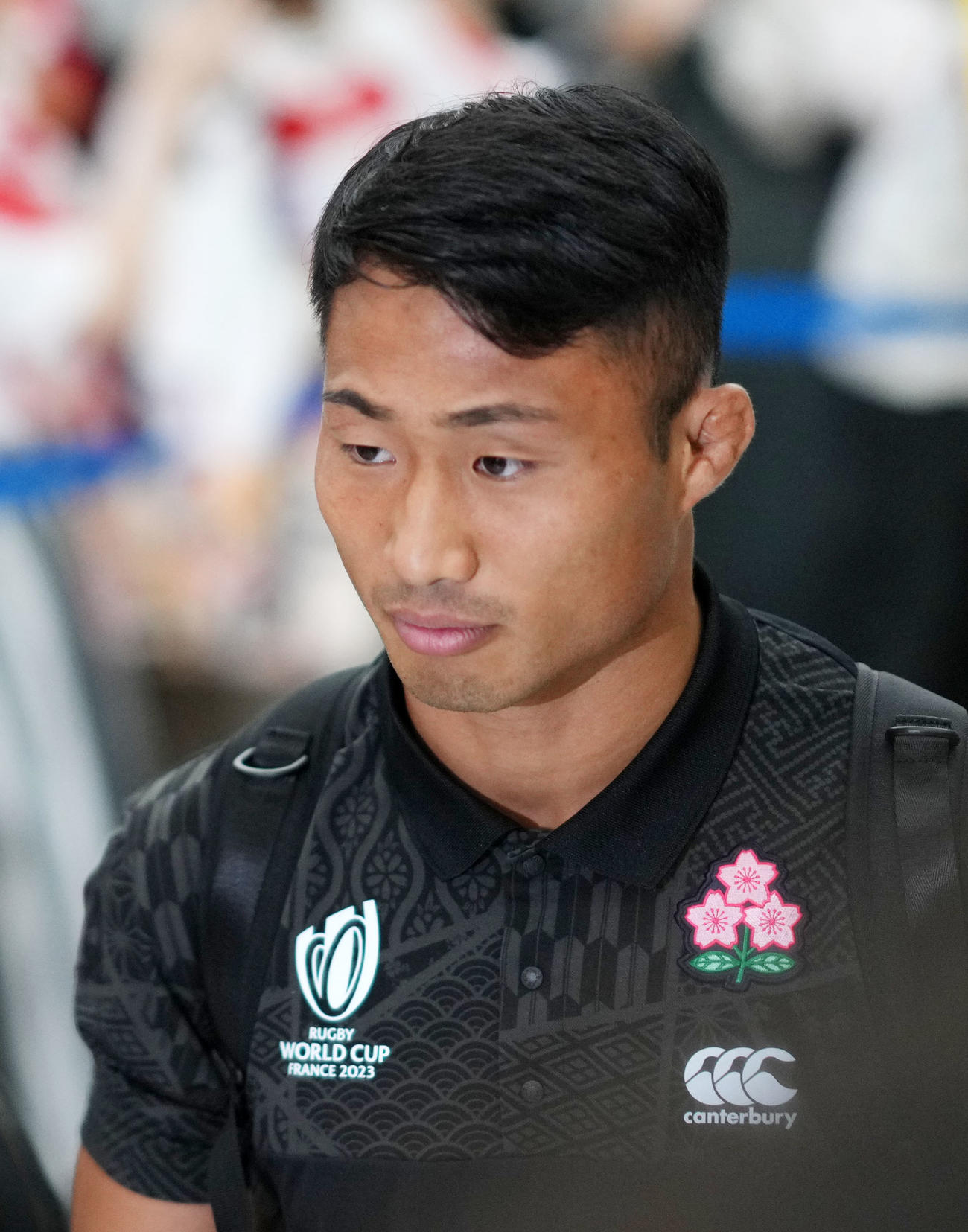 ラグビーW杯フランス大会から帰国した長田（撮影・横山健太）