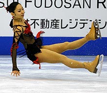 女子フリーで転倒し４位になった安藤美姫（撮影・鈴木豊）
