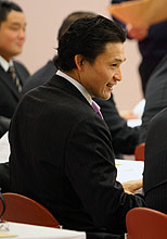 任命式に出席し笑顔を見せる貴乃花親方（撮影・鈴木豊）
